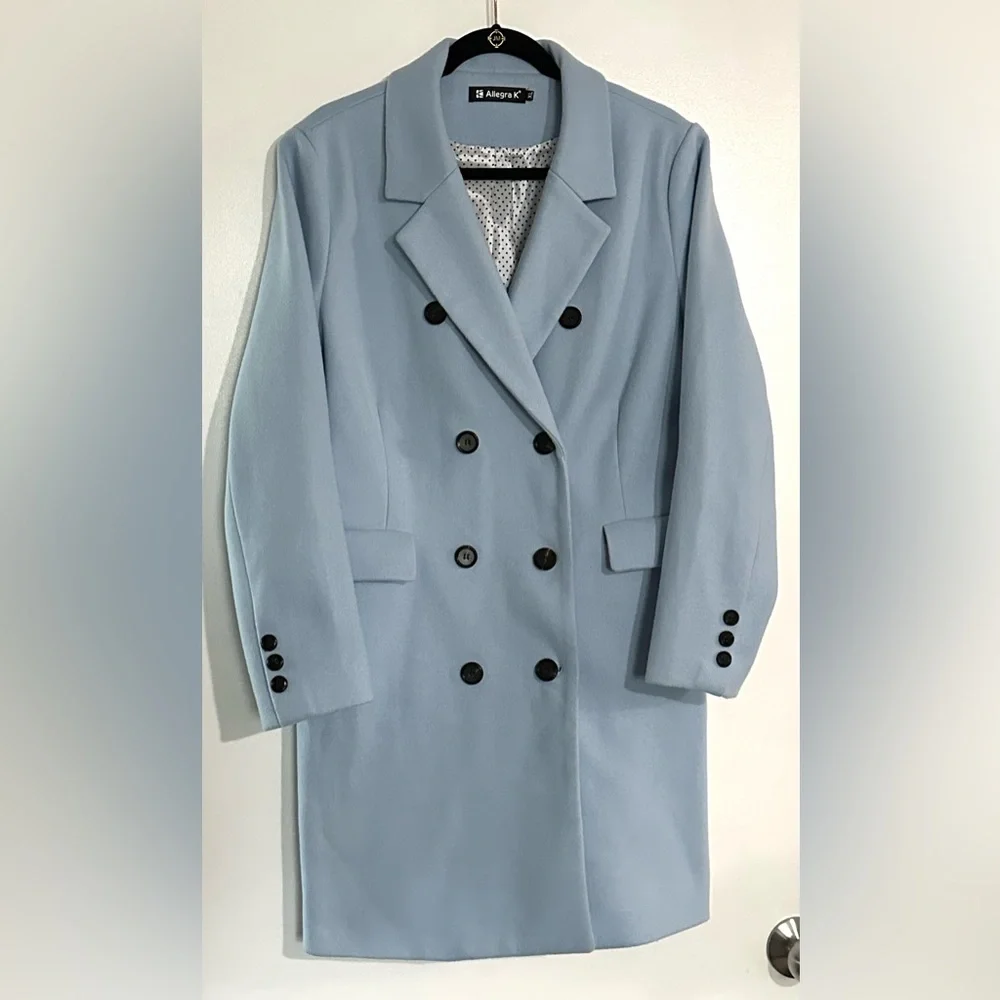 Blue Double Breasted Winter Overcoat NWOT XL - Picture 6 of 10